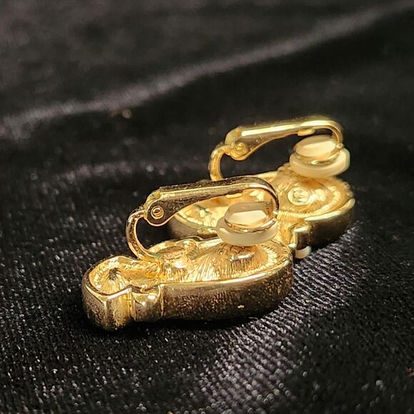 Marked Swarovski Crystal Earrings Faceted Pink Amethyst Green Clip on Jewelry - Picture 7 of 8